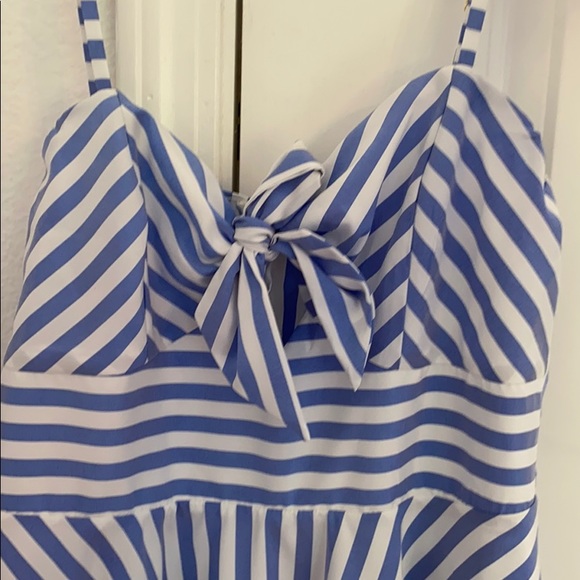 Blue and White Striped Summer Dress - Picture 3 of 4